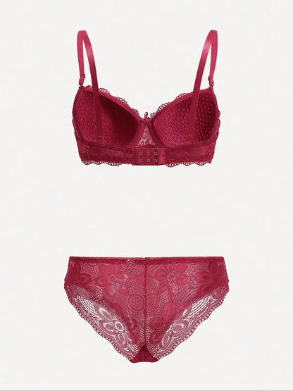 Viomisha Sexy Lingerie Set Lady Push Up Bras Set Transparent Floral Underwire Intimate Pretty Lace Underwear Panty Set