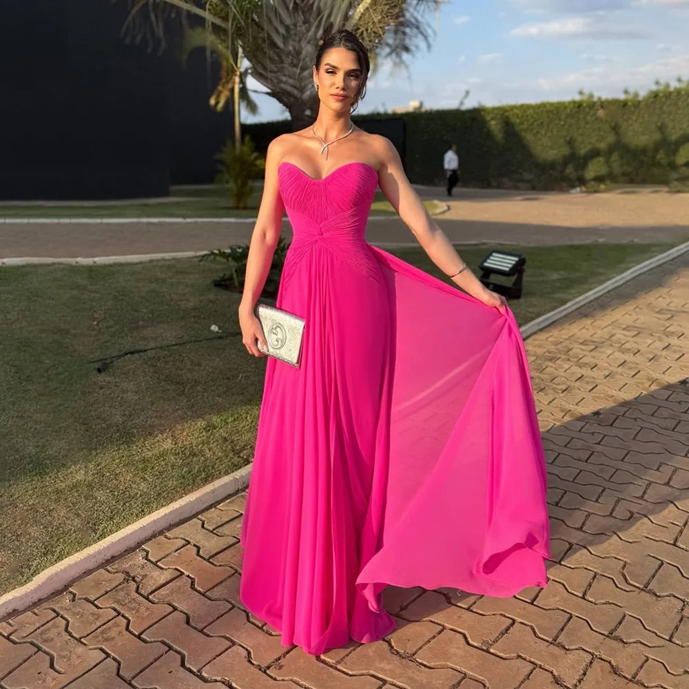 Formal Party Dresses for Women Sweetheart Neck Sleeveless Pleat Chiffon Mermaid Evening Gowns Elegant Long Prom Dress Customized