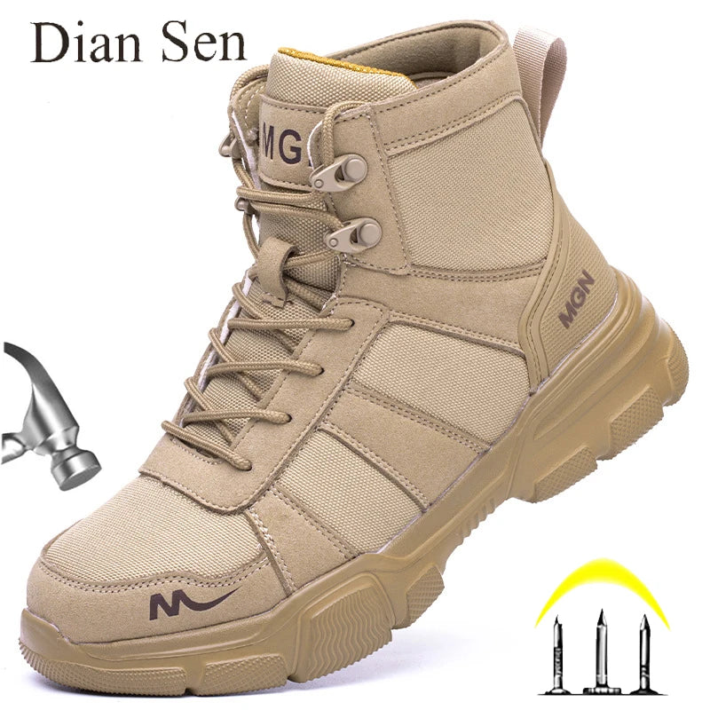 Work Boots Indestructible Safety Shoes Men Steel Toe Shoes Puncture-Proof Sneakers Women Non Slip Work Shoes Male Tactical Boots