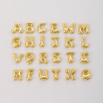 Golden Color Stainless Steel Initial Necklace for Women Girls Chunky Bubble Letter Pendant Necklaces Trendy Collar Jewelry Gift