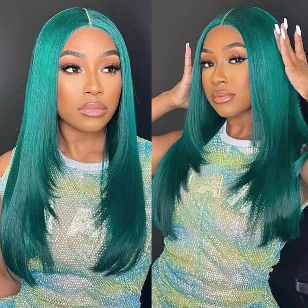 RONGDUOYI Pink Hair Layered Haircut Straight Lace Front Wigs Natural Hair Long Straight Cosplay Heat Fiber Synthetic Wig Purple