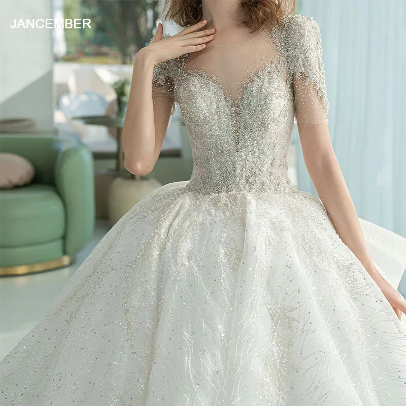 Wedding Dress New Bride Lace Up Plus Size Short Sleeves Customized High-quality Vestidos De Novia Princess Dresses Ball Gowns