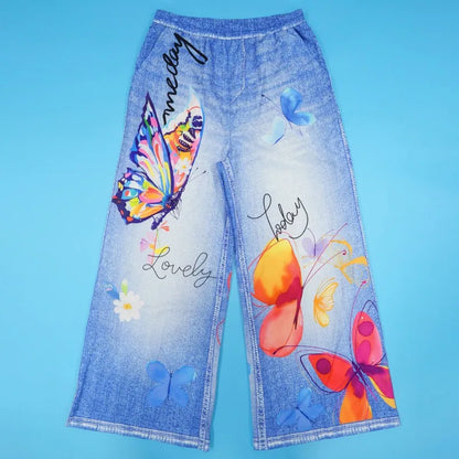 KEXU Women's Tie Dye Printed Wide Leg Casual Loose Long Pants Streetwear