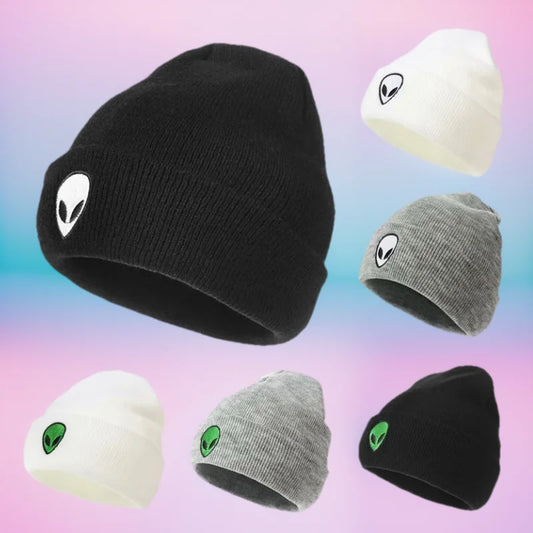 Knitted Beanies Hats Lovely Alien Ghost Skull Embroidery Cap for Autumn Winter Men Cap Warm Melon Cap Street Head Women Gifts