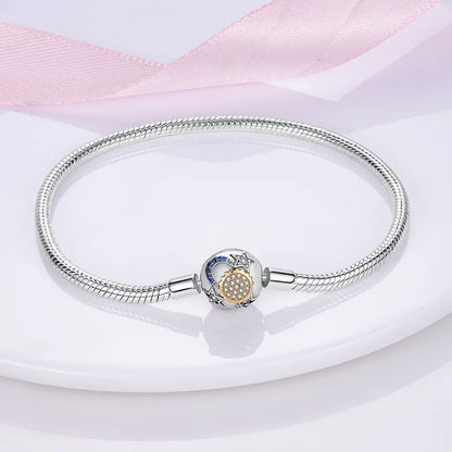 Bracelet Silver 925 Original 17-20CM Star Moon Sun Four Leaf Clover Green Zircon Bracelets Fit DIY Charms Birthday Jewelry Gifts