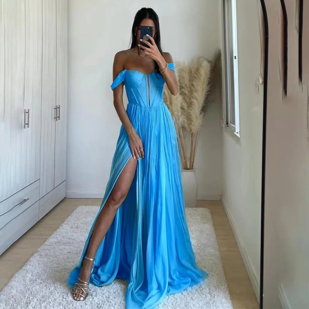 Customized Sweetheart A-line Exquisite Zipper Evening Dress Charming Sleeveless Prom Dress High Split Party Gown вечернее плать