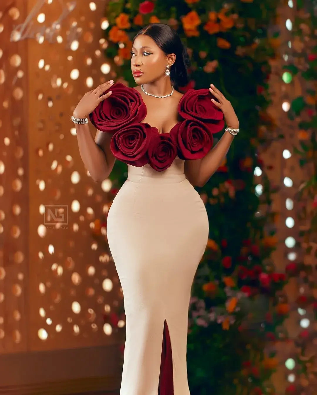 Customized Prom Dresses Flower V-Neck Mermaid Evening Dress Sleeveless Exquisite High Quality Formal Wedding Party Gown Women