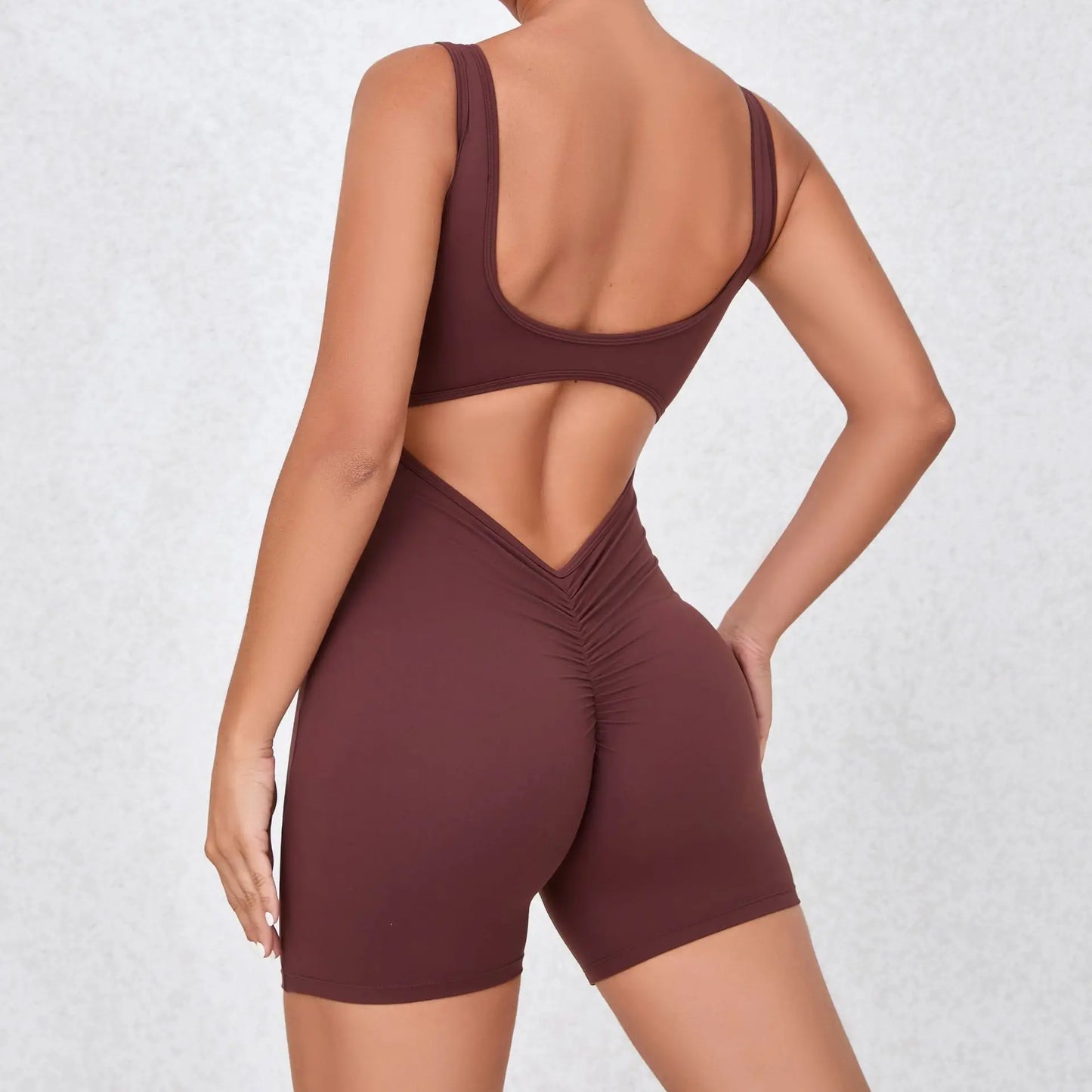 V Back One-Piece Suit Scrunch Sports Jumpsuit Women Gym Rompers Female Quick-Drying Yoga Clothing Fitness Sexy Bodysuits Women