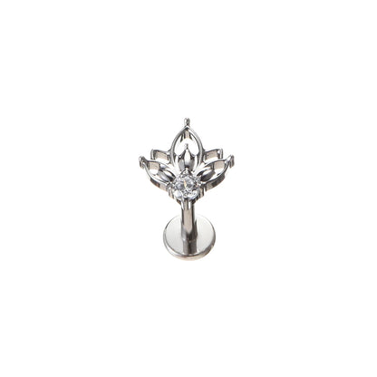 QM ASTM F136 Titanium Internally Threaded Half Lotus Top Labret Tragus Flat Helix Earring Piercing Jewelry