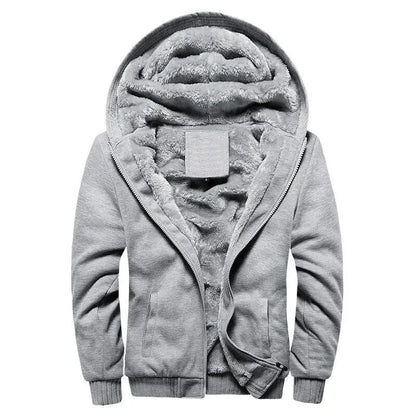 Men's Warmth Hooded Fleece Lined Thickened Baseball Jacket Sweatshirt Korean Style Sporty Top Winter Autumn Seasonal Wear