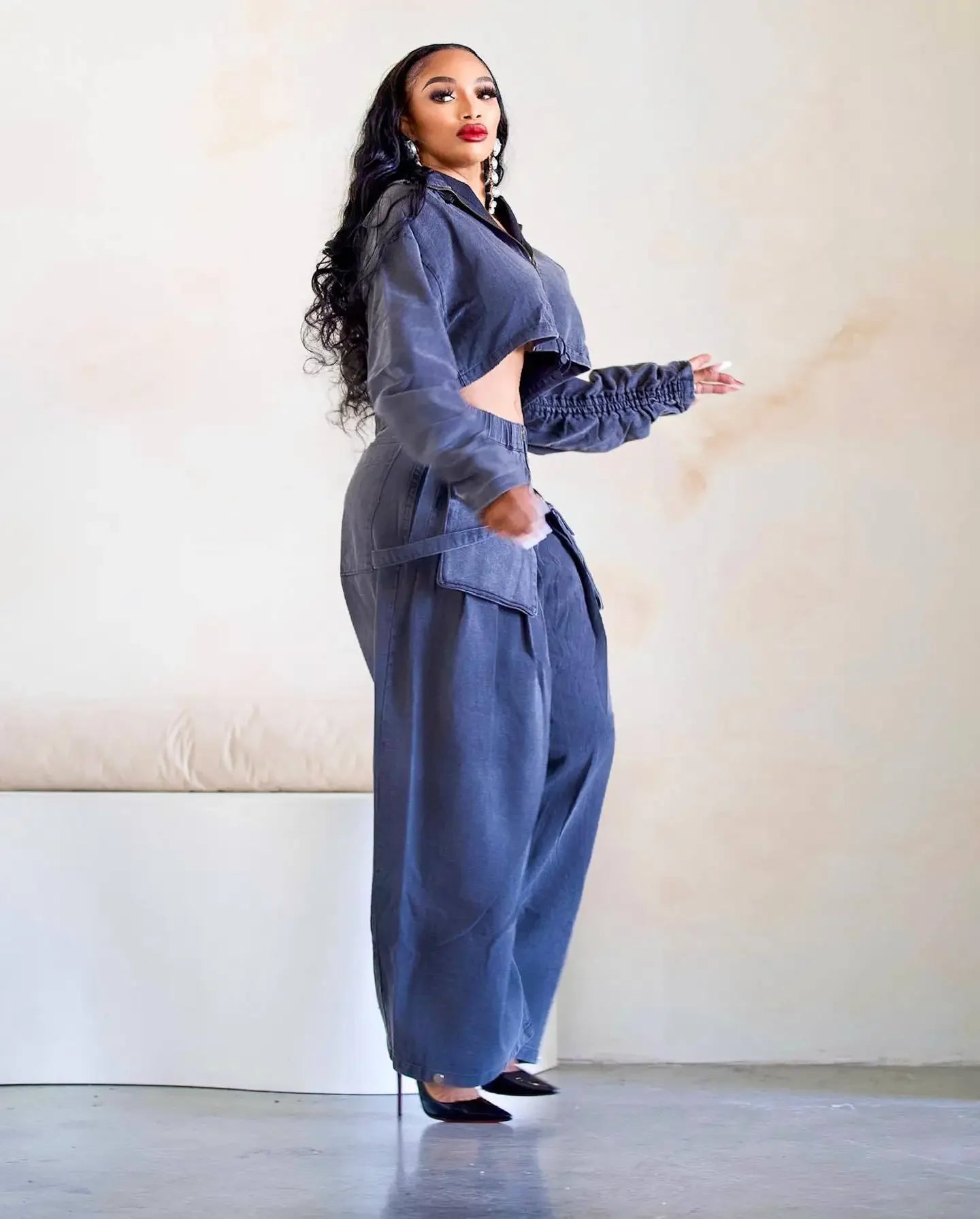 Denim Two Piece Sets Women Coat Jacket Wide Leg Pants Jeans Suits Matching Sets Trousers Outfits 2025/2026 Y2k Streetwear Party