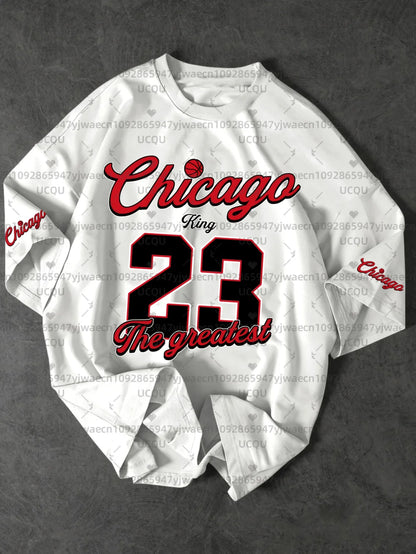 Men's Sports Jersey Chicago NO.23 Print Short Sleeve T-Shirt Summer Graphic Tee Jerseys Plus Size Women's Sport T-Shirt Tops