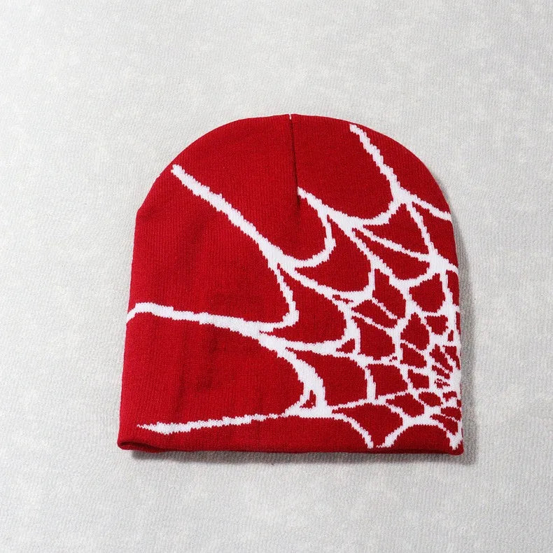 Knitting Spider Web Design Hat Skullies Beanies for Men Women Pullover Pile Cap Y2k Goth Warm Beanie Hats New Hip-hop Street Cap