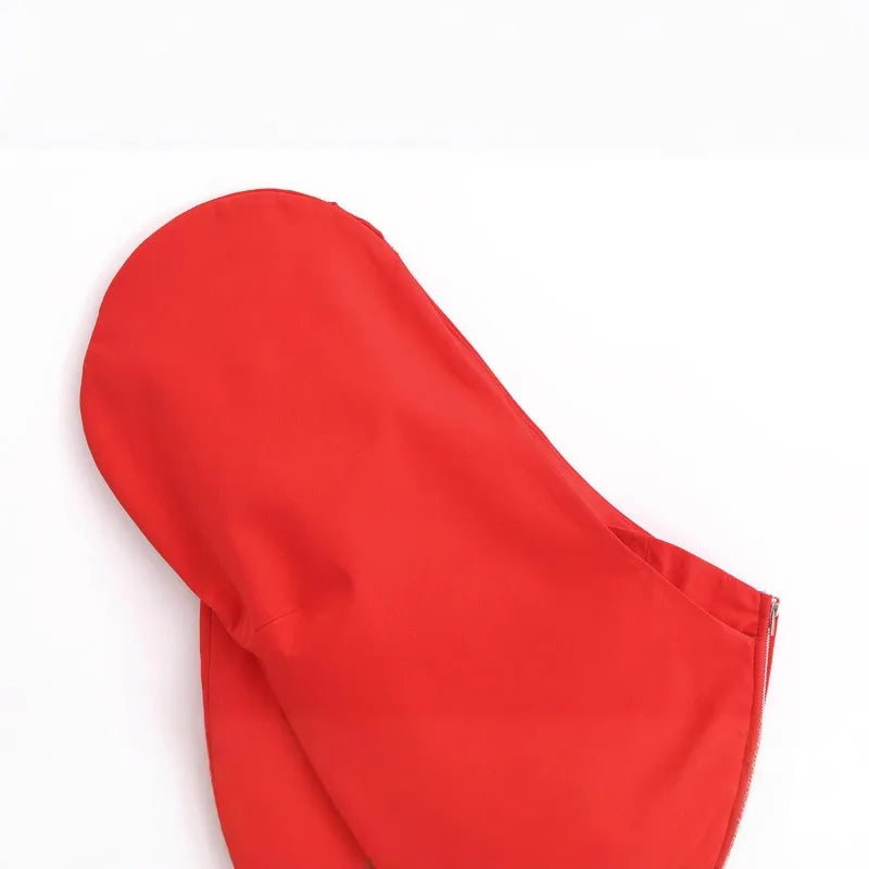 Fashion Asymmetrical Heart Shaped Crop Tops Woman New Women Vintage Sexy Sleeveless Off Shoulder Red Short Tops for Female Tops