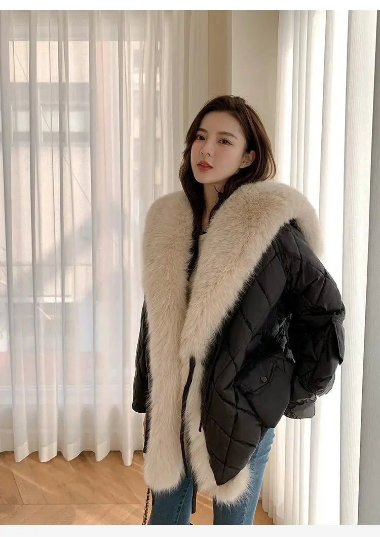 Women’s Color-coded Casual Trendy Simple Luxury Turn-down Collar Long Sleeve Quilted Jackets Female Coats Parkas Clothes Tops