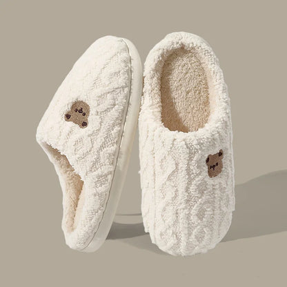 Cotton slippers for women in autumn and winter, new indoor and household anti slip warm plush slippers for men
