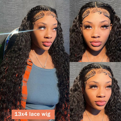 40 42 Inch Curly Lace Front Human Hair Wigs For Black Women Pre Plucked Transparent 13x4 Deep Wave Frontal Wig 13x6 Hd Lace Wig