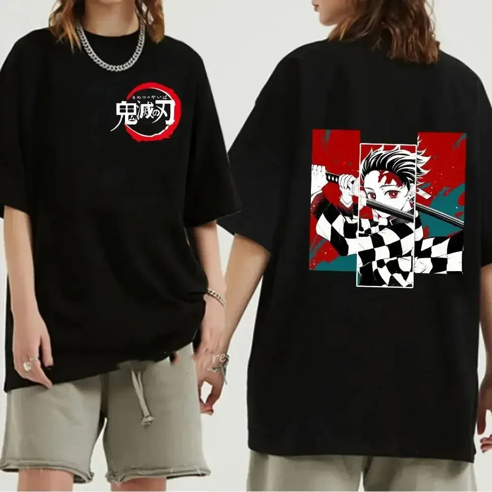 Japanese Anime Demon Slayer Graphic Print Men T-Shirt Fashion O-Neck Short Sleeve Plus Size Womens T Shirt Men Tees Tops 70912