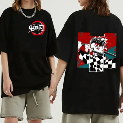 Japanese Anime Demon Slayer Graphic Print Men T-Shirt Fashion O-Neck Short Sleeve Plus Size Womens T Shirt Men Tees Tops 70912