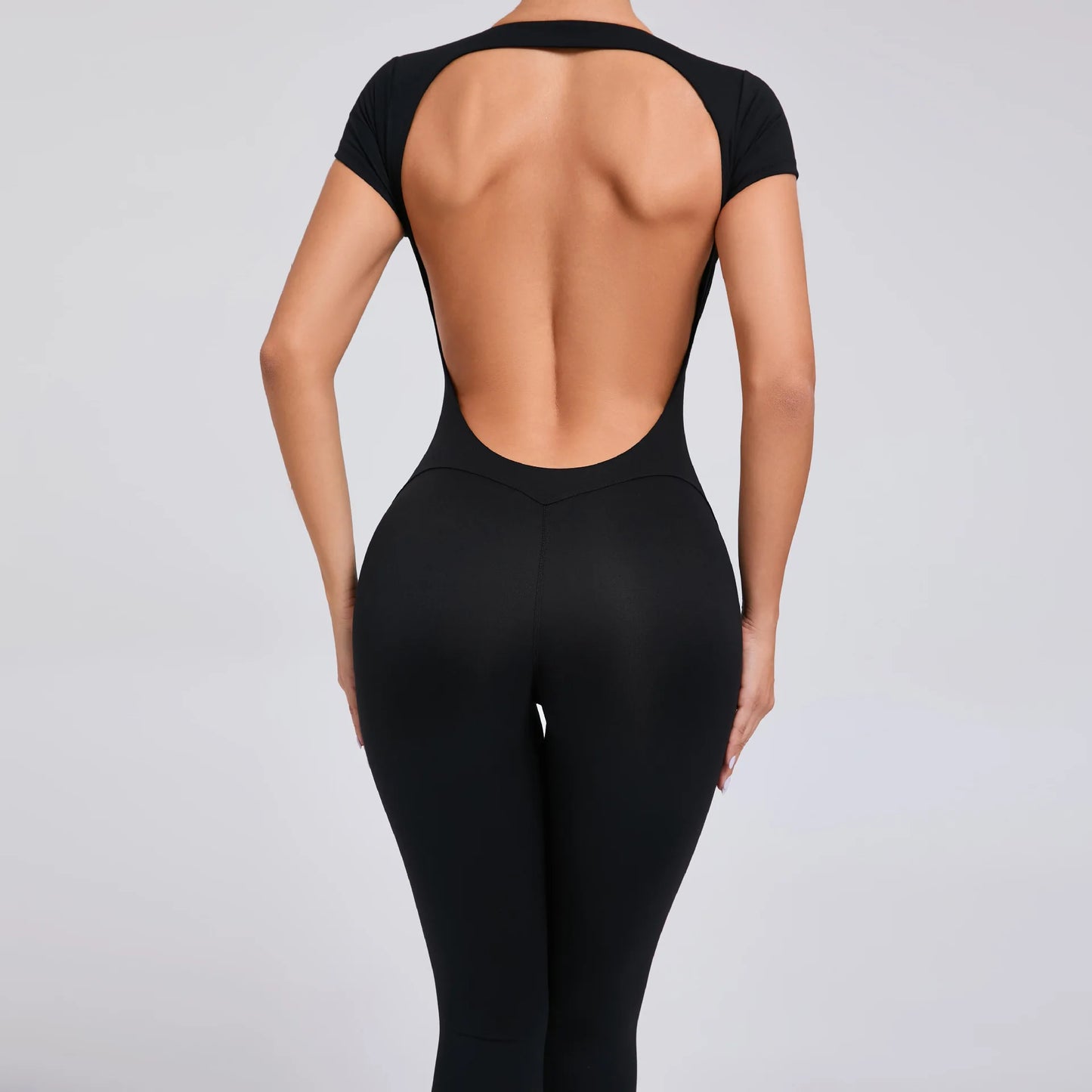 One-Piece Pad Jumpsuit for Women Workout Clothing Sports Bodysuit Open Back Yoga Sets Gym Tracksuits Activewear