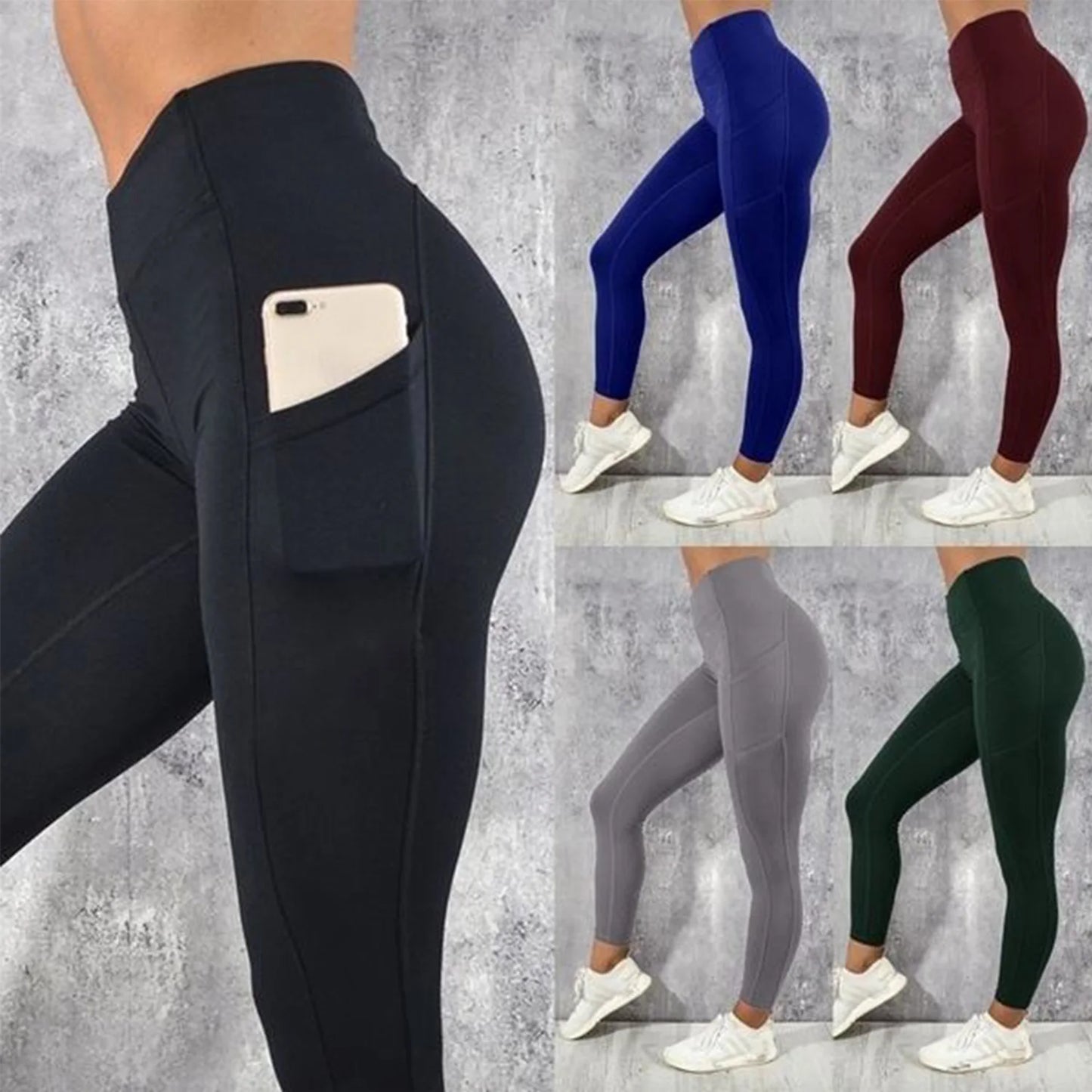 Women Yoga Fitness Leggings High Waist Tights With Pocket Gym Workout Running Stretchy Sexy Hip Liftting Casual Skinny Pants