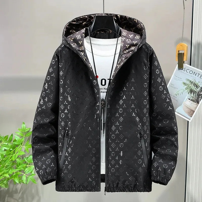 Spring 2025 Men's Thin Hooded Jacket Stylish Sun Protection Outerwear Youthful Male Casual Wear Comfortable Regular Length