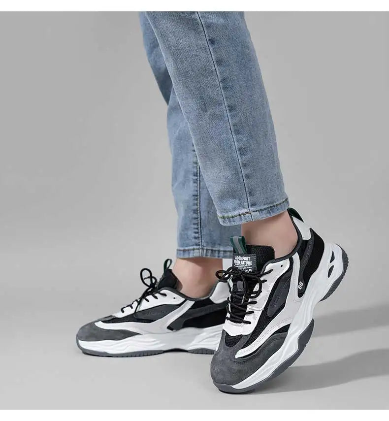 Aokang Men's nut Running oes Bla Casual Sports Sneakers Breathable Lace-Up round Toe Thi Bot for Running And Sports