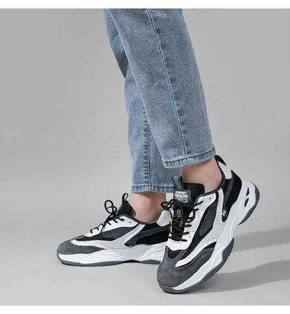 Aokang Men's nut Running oes Bla Casual Sports Sneakers Breathable Lace-Up round Toe Thi Bot for Running And Sports