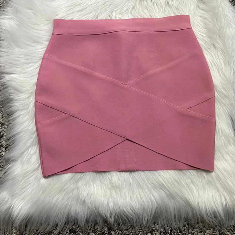 Ladies High Quality Rayon Black Thick Rayon Pencil Bandage Skirt Cute Mini Skirt