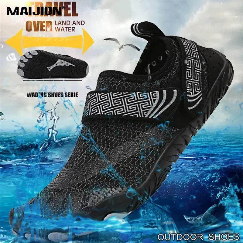 Men Women Elastic Beach Barefoot Seaside Aqua Shoe Quick-Dry Breathable Surf Wading Shoe Non Slip Upstream Swimming Water Shoe