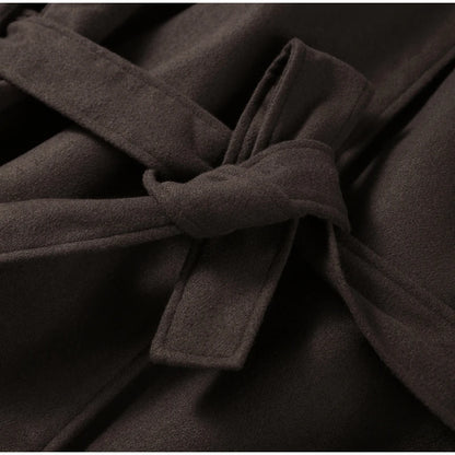 Elegant Fleece Women's Coats Solid Stand Long Sleeve Belted Lace-Up Button Jackets 2025 Autumn Winter Outerwear Female Tops