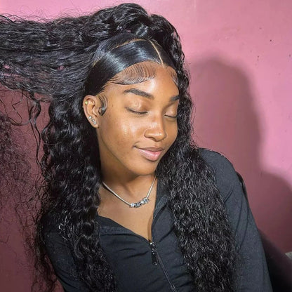 CEXXY 300% High Density Deep Wave 13x6 HD Lace Frontal Wig Brazilian Curly Water Wave Lace Frontal Wigs 36 Inches For Women