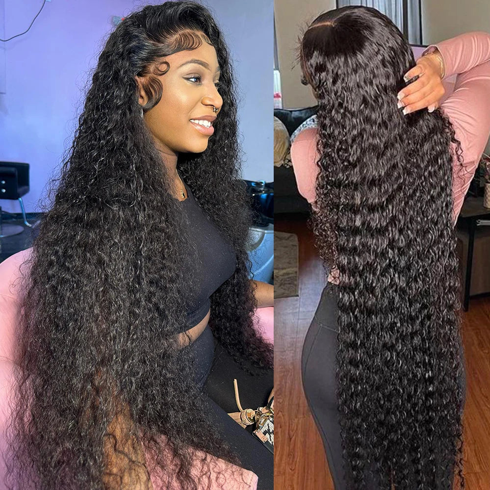 250 Density Deep Wave 13x6 Hd Curly Lace Front Human Hair Wigs 360 Pre Plucked Lace 13x4 Water Wave Lace Frontal Wigs For Women