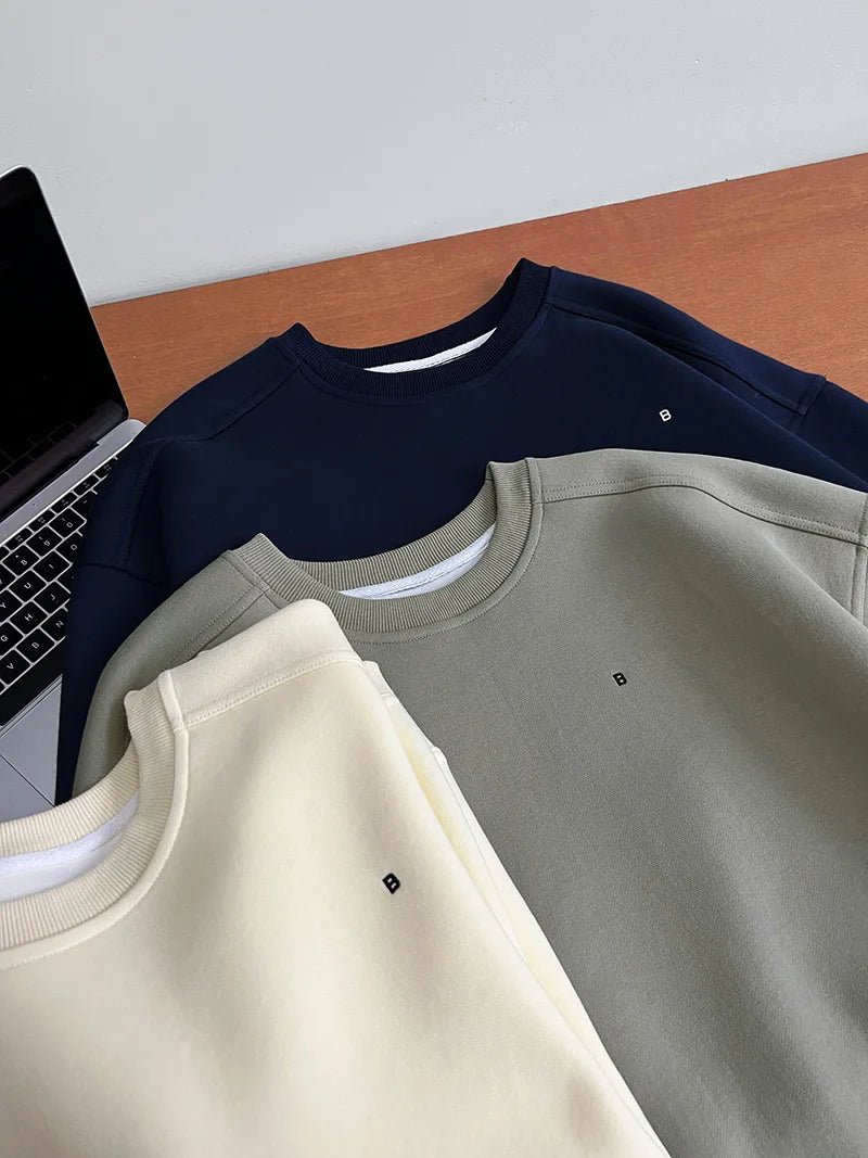 NS Pure Color Lazy Loose BF Hoodie Women's Simple Shape Sweatshirt Long Sleeve Letter Embroidery Top Casual Style Cotton Blend