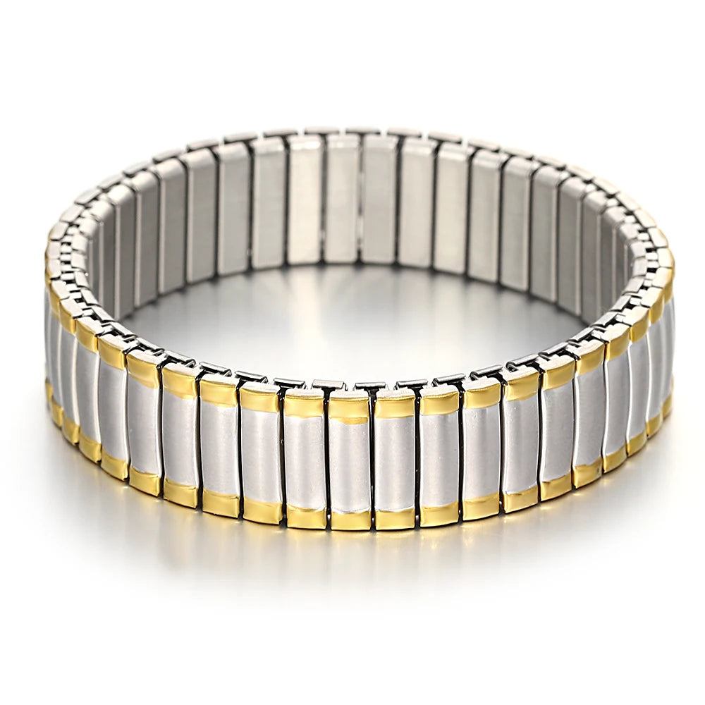 Freetry 18K Gold Plated Stainless Steel Adjustable Bracelet Fashion Elastic Metal Bracelet Trendy Jewelry Accessories Official