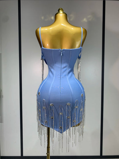 Women Sexy Backless Spaghetti Strap Bodycon Sleeveless Bandage Dress 2025 Elegant Prom Gown Club Evening Party Birthday Dresses