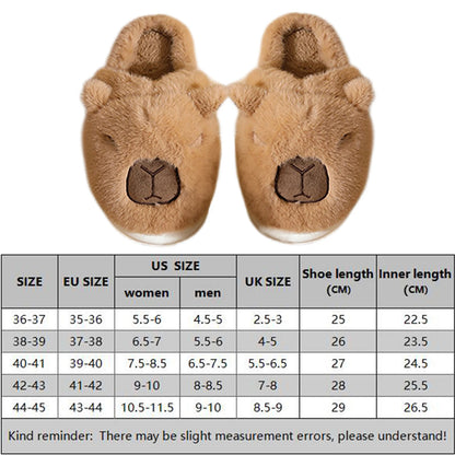Capybara Flat Thermal Slippers Anti Slip Warm Slip-On House Shoes Half-Covered Soft Plush Slippers for Winter Autumn