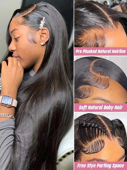 Smooth Straight 13x4 13x6 Transparent Lace Front Human Hair Wigs For Women 360 Frontal Wigs 4X4 Closure Wig 100% Human Hair