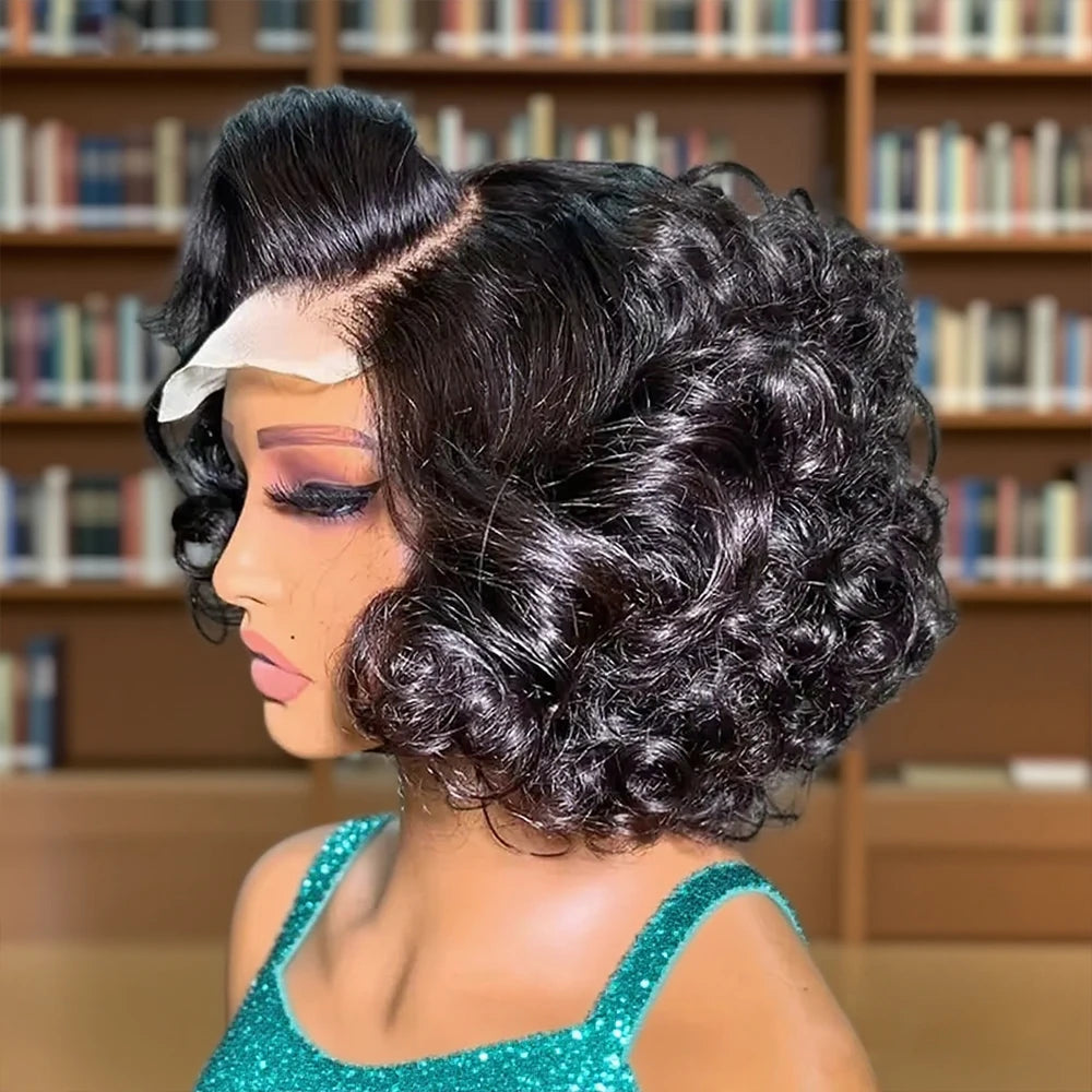 Body Wave Short Bob Wigs Brazilian Loose Water Wave 13x6 Hd Lace Front Wig 100% Glueless Human Hair 7x5 Closure Wig PrePlucked