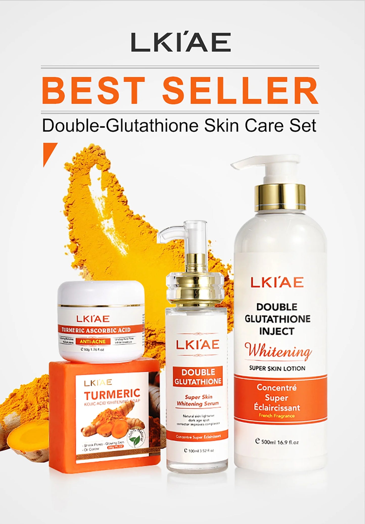 AILKE Lightening and Acne Removal Skin Care Range, With Double Glutathione, Vitamin C, Hydrating, Smooth Skin, Even Skin Tone
