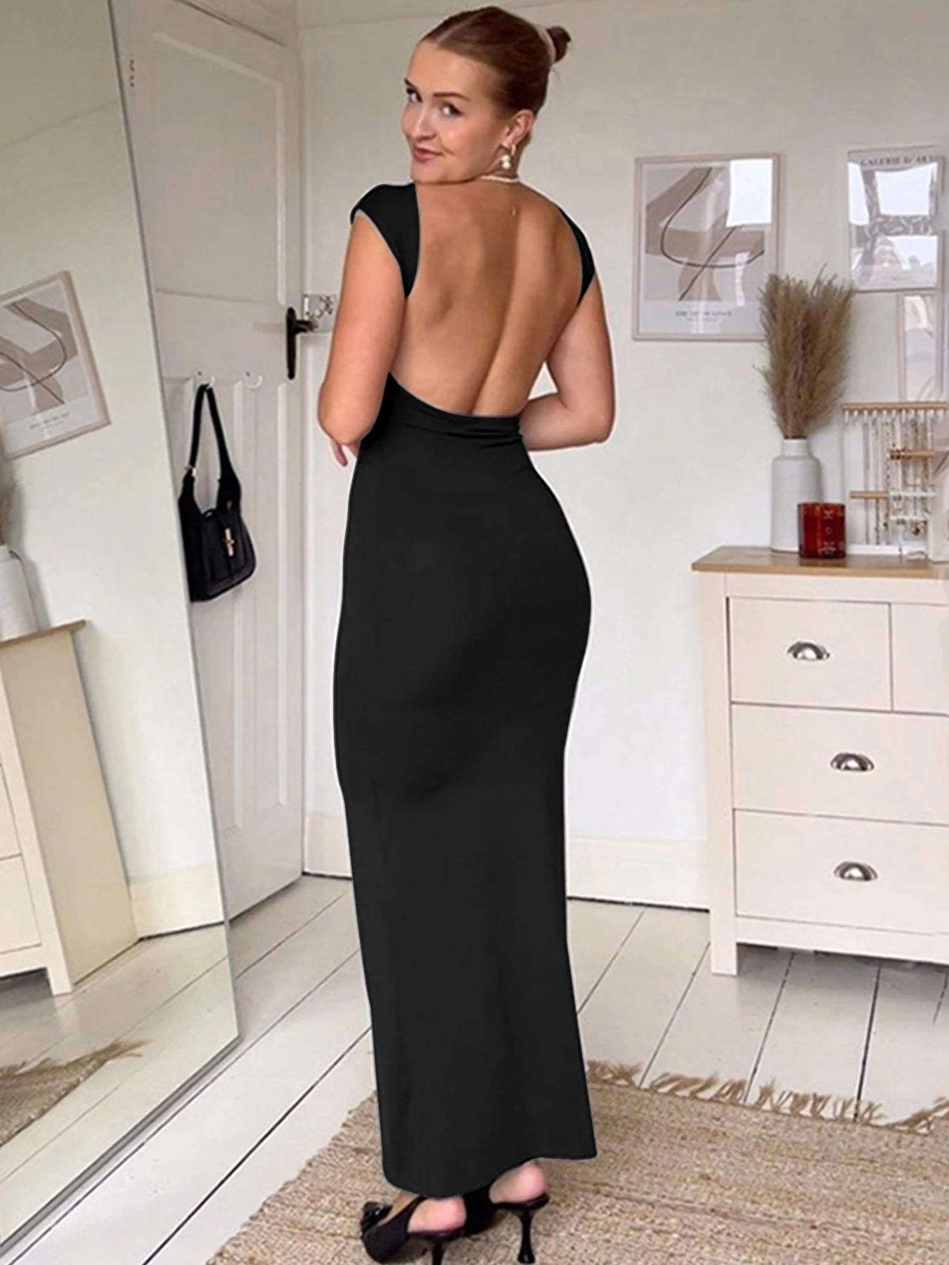 Red Sexy Women's Maxi Dresses For Summer New Streetwear Fashion Backless Casual Slim Basic Dress Club Elegant Party Lady Dresses