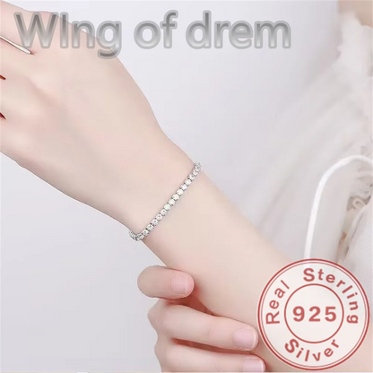 Dazzling 925 Sterling Silver Tennis Bracelet Rose Gold Shining Cubic Zirconia Bracelet Wedding Jewelry Gift