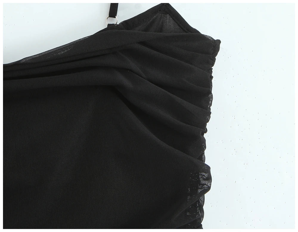 Womens Dress Mesh Ruched Slim Fit Long Spaghetti Strap Elegant Dress Must Have For Elegant Parties And Evening Banquets