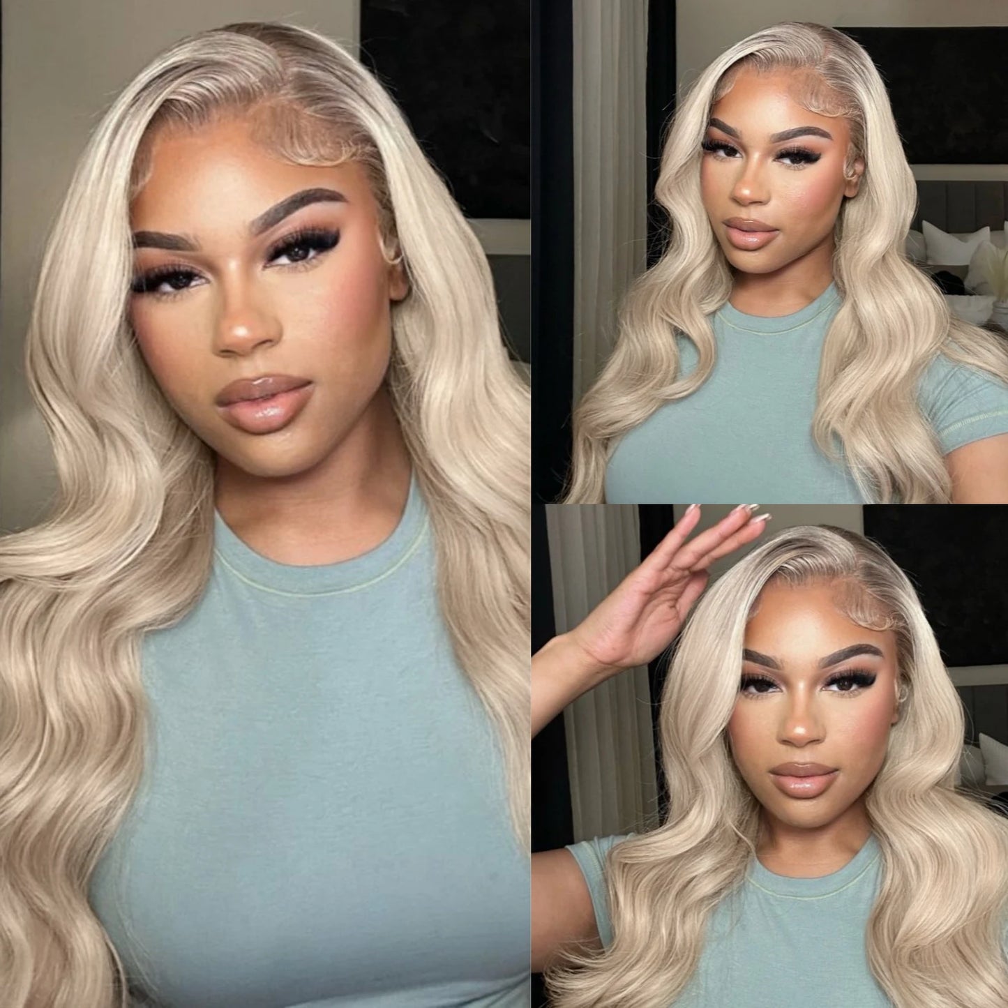 Long Blonde Brown Ombre Wig Long Curly Wavy Synthetic Lace Front Wig Middle Part 13X4 Loose Deep Wave Ash Blonde Wigs for Women