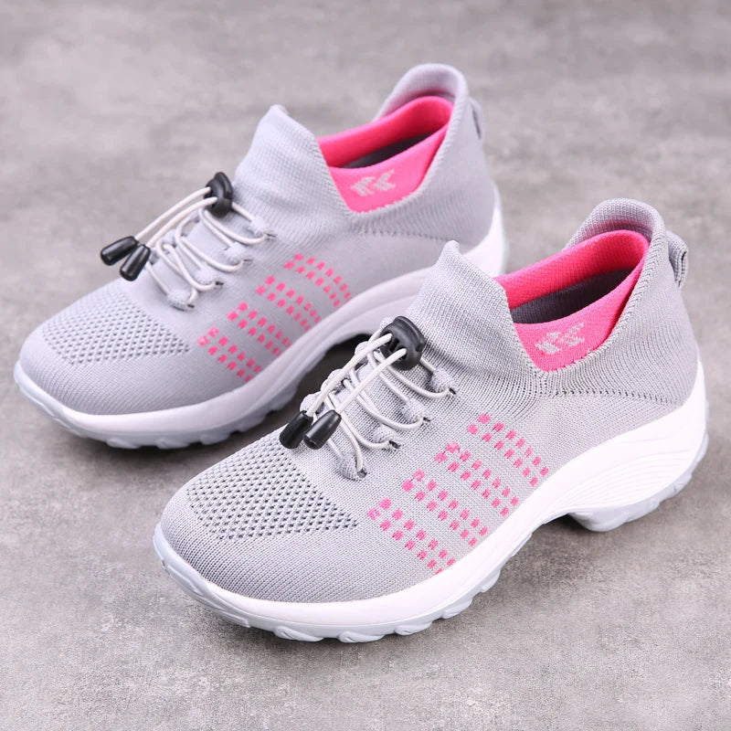 Women Walking Shoes Breathable Fly Weaving Sneakers Non Slip Casual Shoes 7 Color Size 35-45