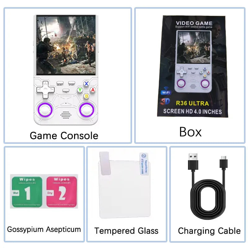 R36 Ultra Console Handheld Game Players 4 Inch Screen Open Source Console Retro Pocket Video Player 128G 20000+ Games