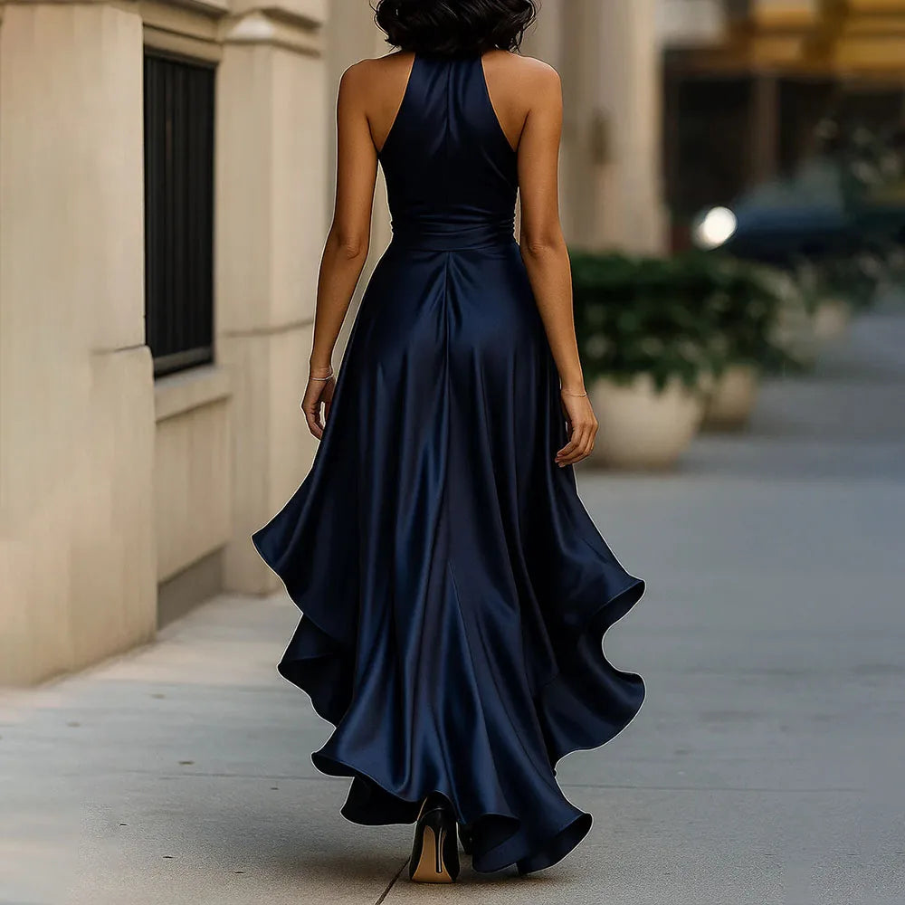 Sexy Sleeveles Maxi Party Dress Woman 2026 Summer Satin Ruffles Hollow Out Off The Shoulder Long Dresses Elegant