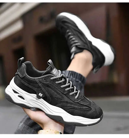 Aokang Men's nut Running oes Bla Casual Sports Sneakers Breathable Lace-Up round Toe Thi Bot for Running And Sports