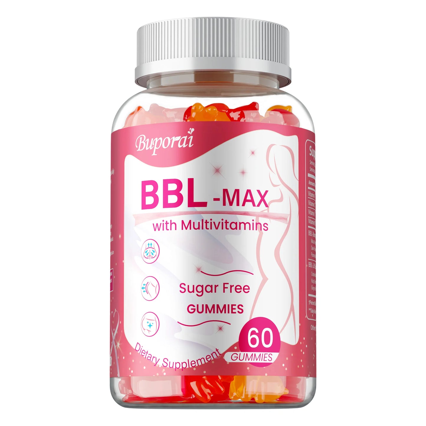 BBL -MAX Gummies - Helps Lift and Maintain Body Shape, Lifts and Tightens, Shapes The Buttocks - 60 Capsules