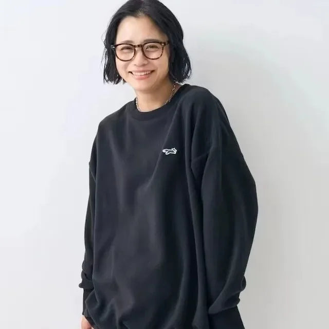 Double-Faced Fleece Sweatshirt with Corded Hemline And Embroidery round Neck Women's Fashion Brand Sweatshirt from Freak's Store